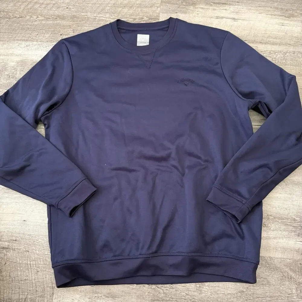 Callaway Fleece Pullover Mens Medium Blue Lightweight Sweatshirt Crew Neck